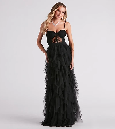 Ruth Formal Lace Tulle Ruffled Dress