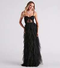 Ruth Formal Lace Tulle Ruffled Dress