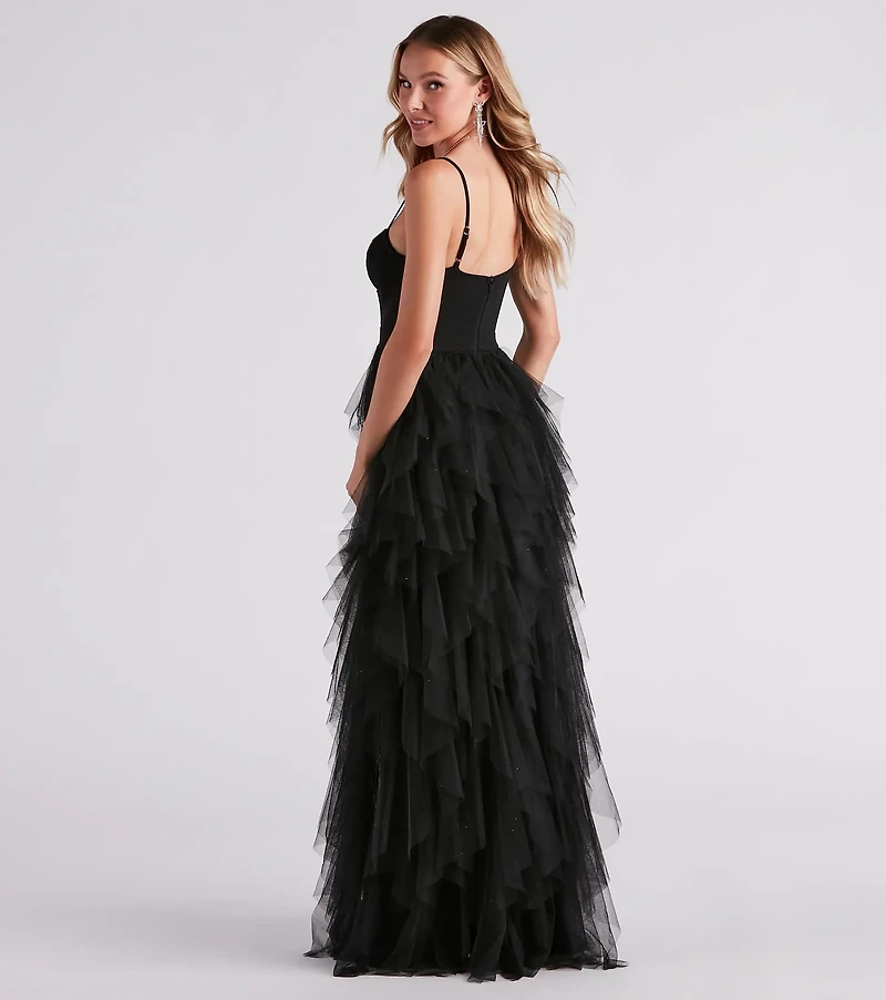 Ruth Formal Lace Tulle Ruffled Dress