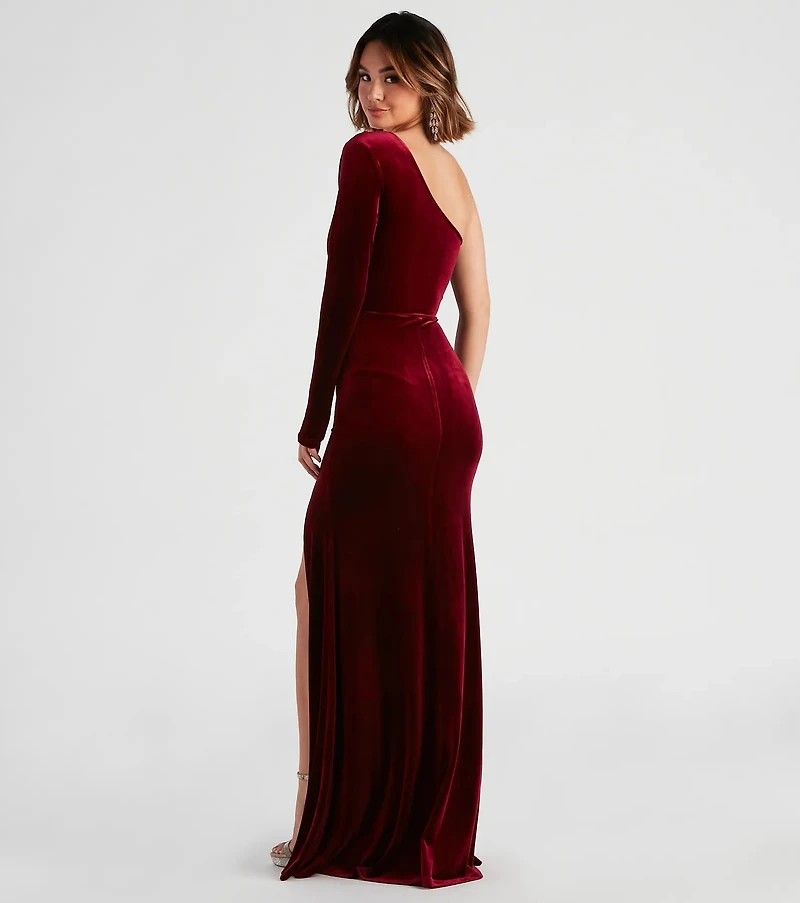 Cheyenne Formal One-Shoulder Velvet Dress