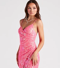 Emery Formal Wrap Sequin Dress