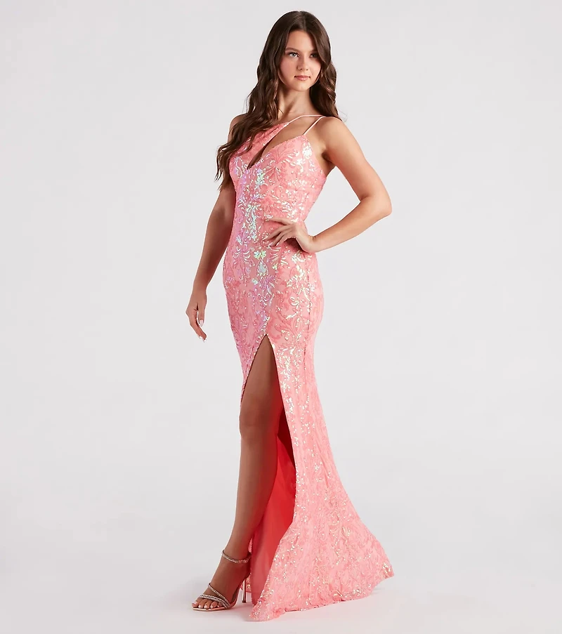 Debbie Formal Sequin Cut Out Long Dress