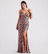 Lori Formal Sequin Lace-Up Long Dress