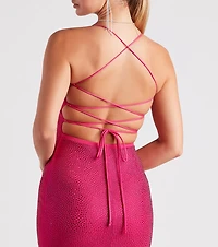 Blair Lace-Up A-Line Rhinestone Formal Dress