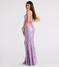 Violet Formal Glitter Sequin Mermaid Dress