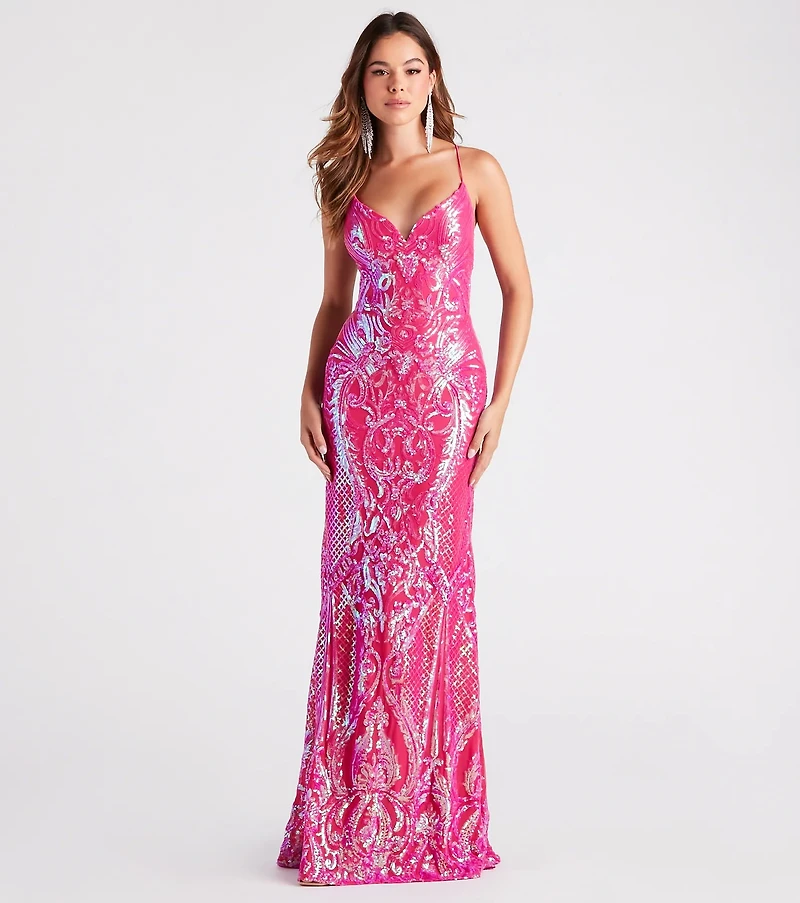 Camren Formal Sequin Strappy Mermaid Dress