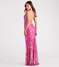 Camren Formal Sequin Strappy Mermaid Dress