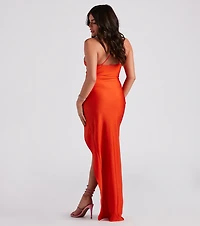 Arabella High Slit Cowl Neck Dress