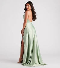Marva Formal Satin Cowl Neck Dress