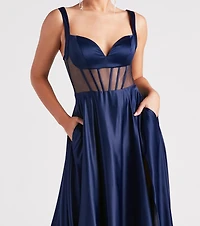 Katheryn Formal Satin Corset A-Line Dress