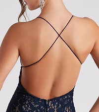 Cora Lace V-Neck Mermaid Formal Dress