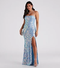 Jayleen Formal Sequin Lace-Up A-Line Dress
