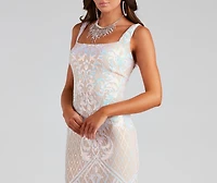 Micaela Formal Sequin Scroll Mermaid Dress