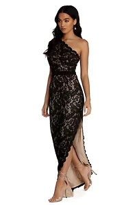 Nina Formal One Shoulder Lace Dress