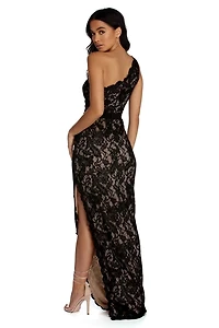 Nina Formal One Shoulder Lace Dress