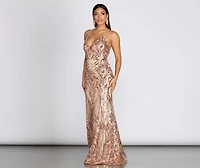 Julieanne Formal Sequin Scroll Dress