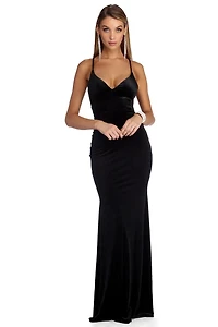 Nicolette Formal Velvet Lattice Dress
