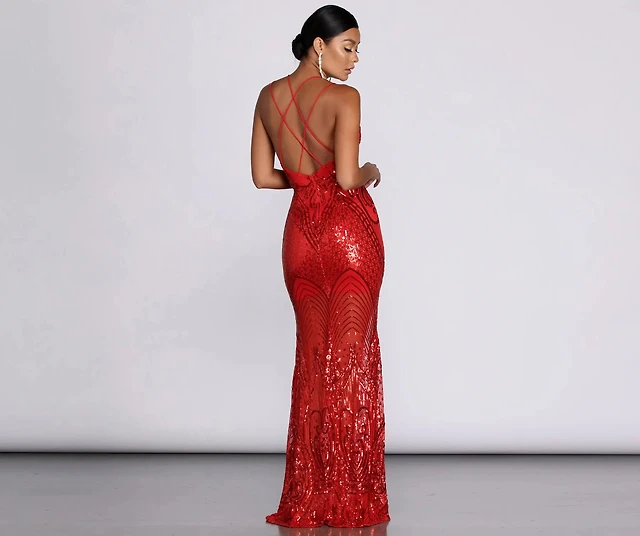 eris formal sequin scroll dress Windsor Haven Formal Sequin Scroll Halter Dress