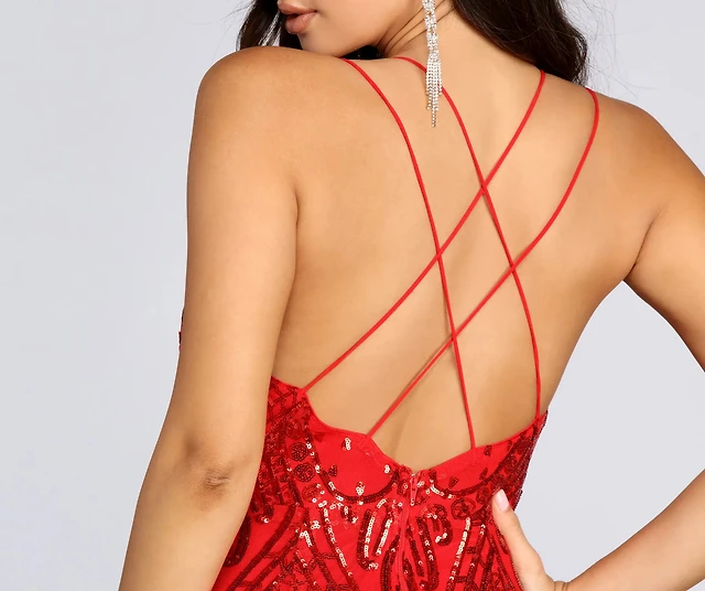 arabella formal sequin scroll print dress Arabella Formal Sequin Scroll Print Dress