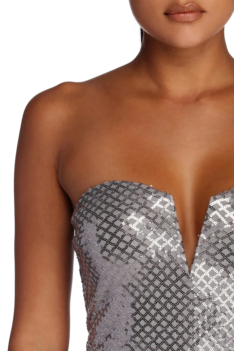 Belle Formal Geometric Sequin Dress