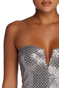 Belle Formal Geometric Sequin Dress