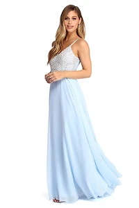 Ariel Formal Rhinestone Chiffon Dress