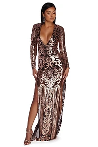 Novalee Formal Sequin Scroll Dress