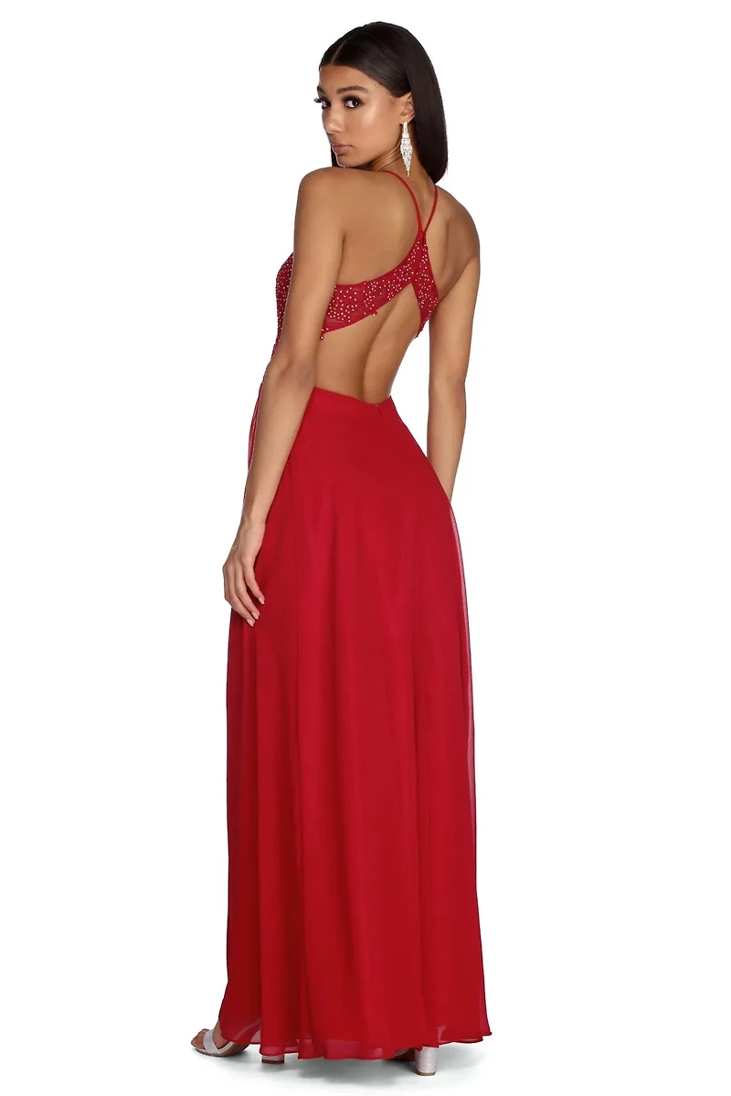Alessandra Formal Open Back Chiffon Dress