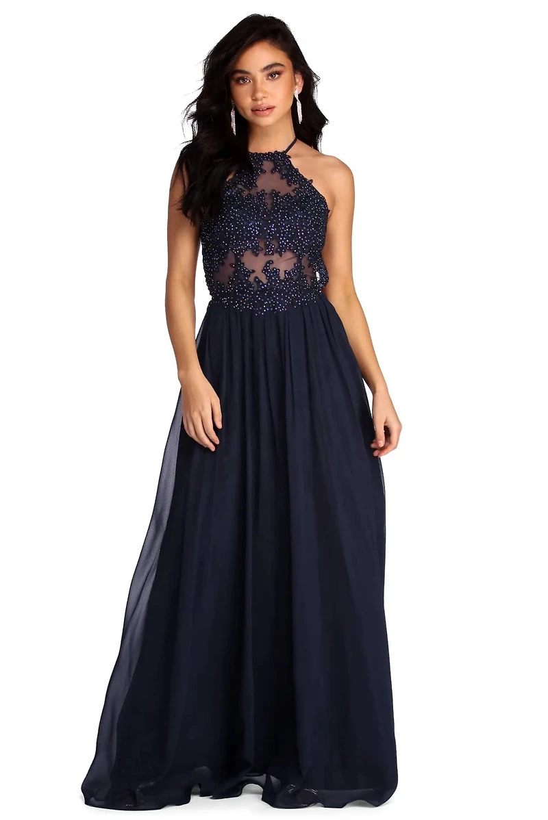 Alessandra Formal Open Back Chiffon Dress
