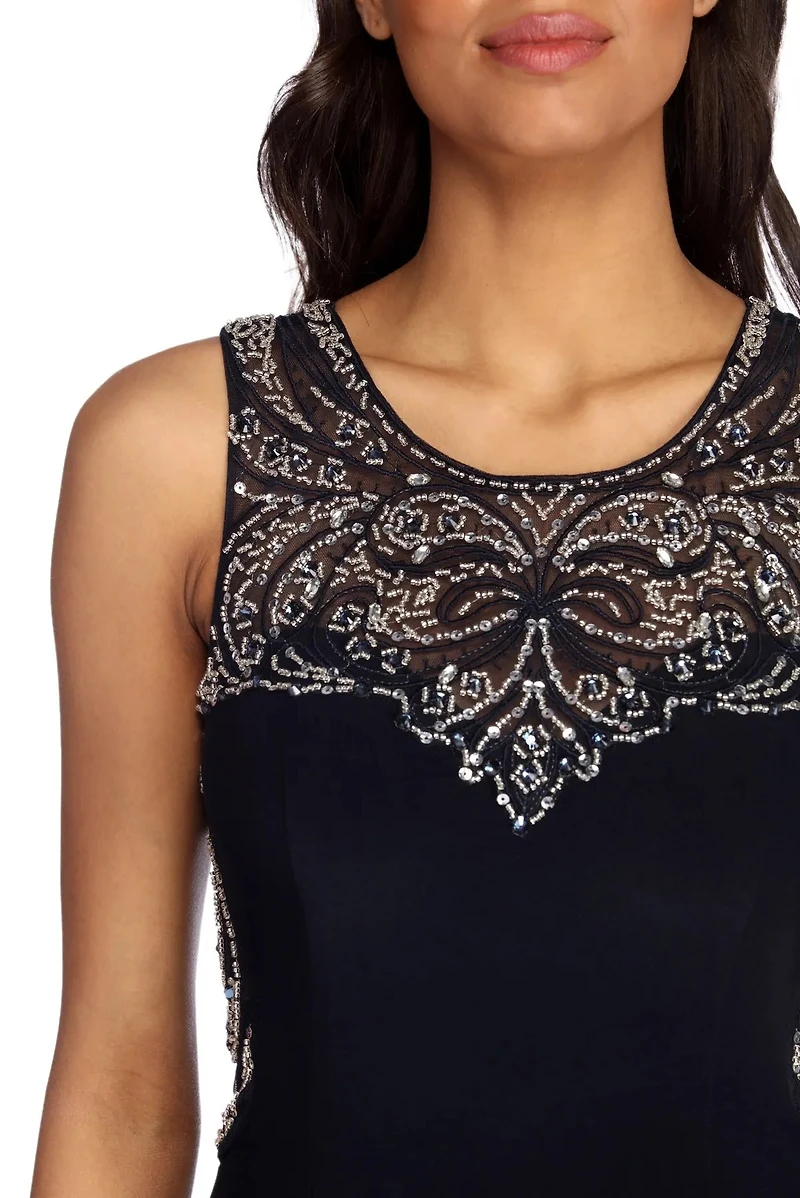 Denise Formal Sleeveless Beaded Dress