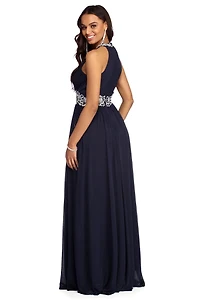 Cassandra Formal Floral Applique Dress