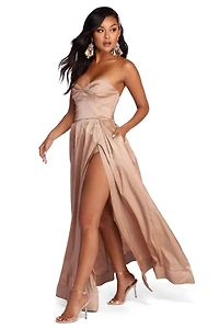 Janet Sweetheart Slit Formal Dress