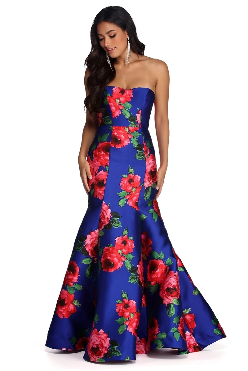 Thea Formal Floral Satin Dress