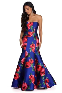 Thea Formal Floral Satin Dress