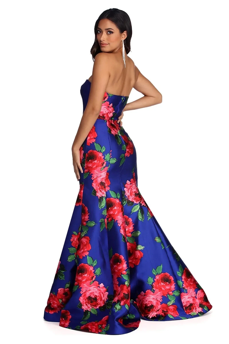 Thea Formal Floral Satin Dress