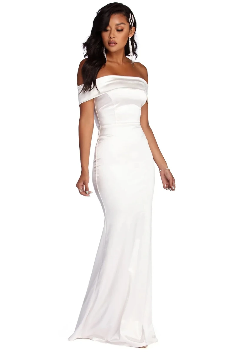 Elena Ruched Satin Gown