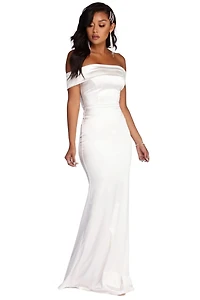Elena Ruched Satin Gown