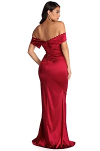 Elena Ruched Satin Gown