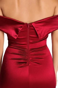 Elena Ruched Satin Gown