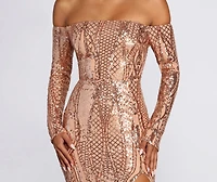 Becca Formal High Slit Sequin Dress