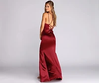 Bryn Satin Lace Up Formal Dress