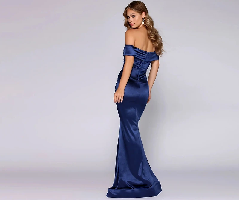 Nathalie Ruched Satin Dress