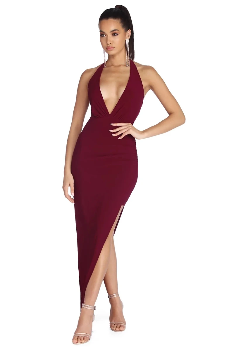 Adelynn Plunging Asymmetrical Formal Dress