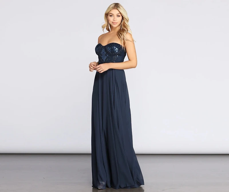 Anita Beaded Tulle A-Line Dress