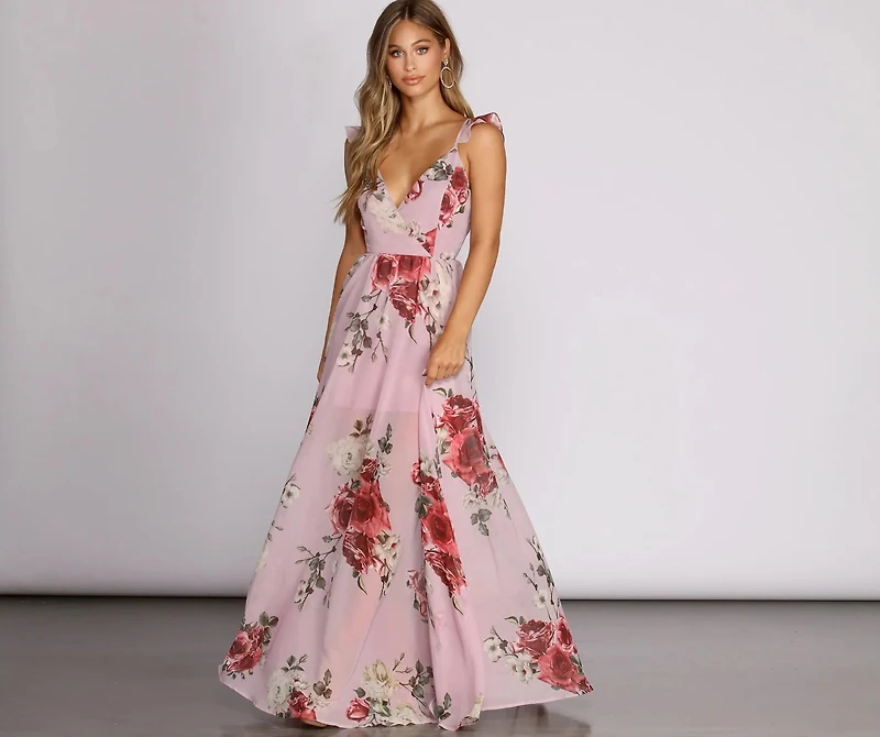 Cassandra Floral Chiffon Gown