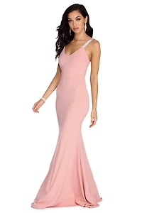 Rose Formal Rhinestone Mermaid Dress
