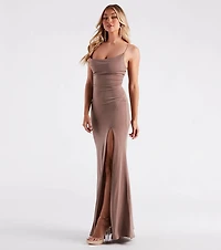 Stacie Formal Cowl Neck Long Dress