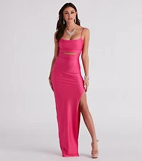 Celia Formal Cutout High Slit Column Dress
