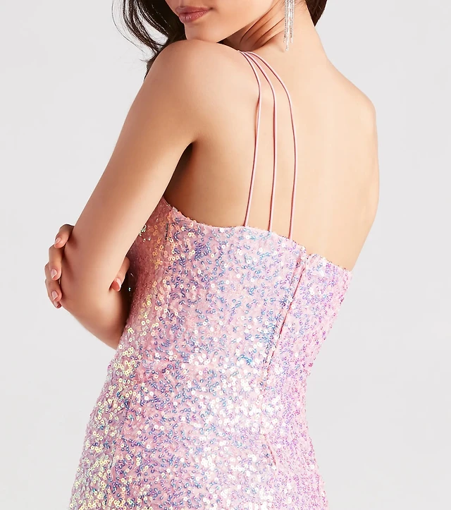 lyla formal one shoulder sequin dress Windsor Lyla Formal One-Shoulder Sequin Dress