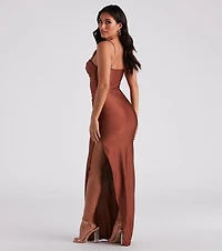 Ella Cowl Neck Satin Dress